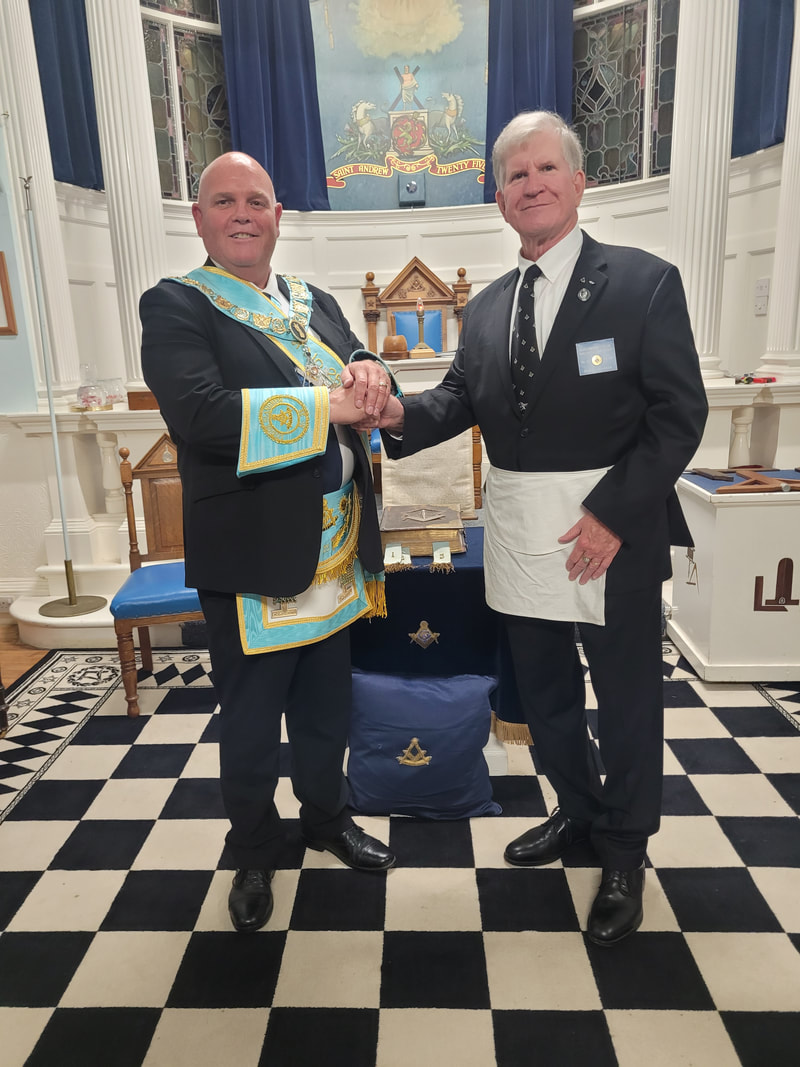 rwm bro. john niven welcoming bro. edwin pearson into the lodge on 6th september 2024