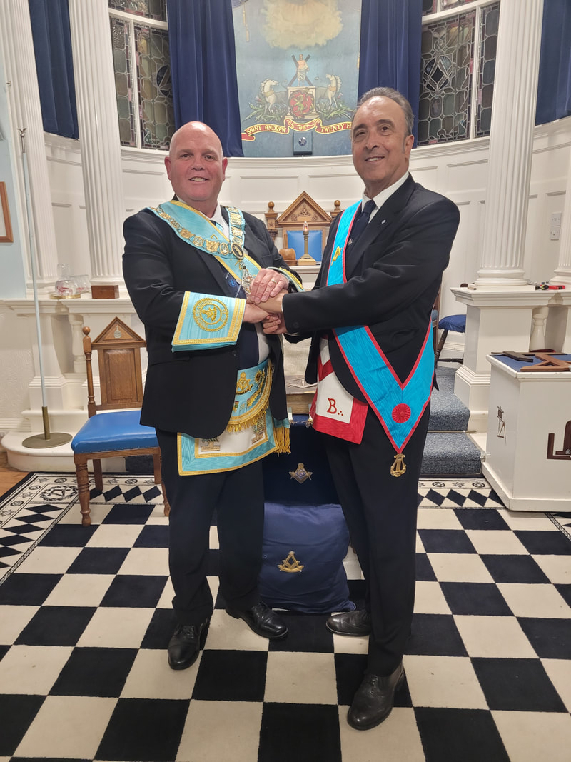 RWM Bro. john niven welcoming bro. carlos santos into the lodge on 6th september 2024